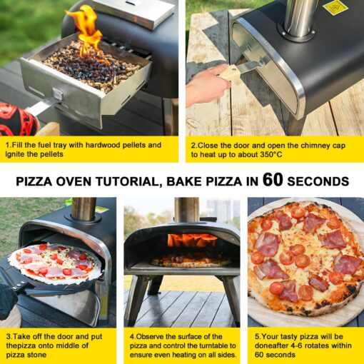 aidpiza Pizza Oven Outdoor 12" Wood Fired Pizza Ovens Pellet Pizza Stove for outside, Portable Stainless Steel Pizza Oven for Backyard Pizza Oven - Image 4