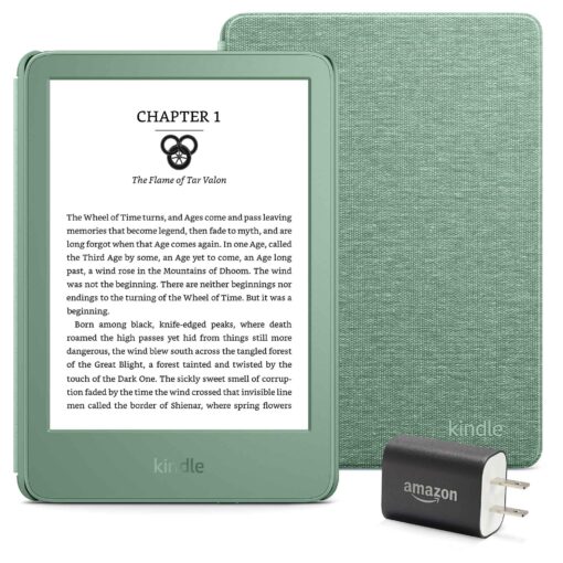 Kindle Essentials Bundle including Kindle (2024 release) - Matcha, Fabric Cover - Matcha, and Power Adapter
