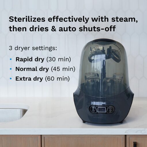 Baby Brezza Baby Bottle Sterilizer and Dryer Machine – Electric Steam Sterilization - Universal Fit - Pacifiers, Glass, Plastic, and Newborn Feeding Bottles, Charcoal - Image 8