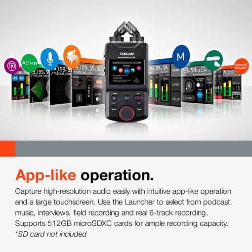 TASCAM Portacapture X6 32-bit Float Portable Audio Recorder, Field Recorder for Video, Music, Podcast, Voice, Podcasting - Image 6
