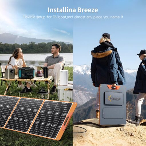 200 Watt Portable Solar Panel for Power Station Generator, 18V IP65 Waterproof 4 Kickstands Foldable Solar Panel, Solar Charger with MC4 Cable and USB Outputs for Outdoor Trip RV Camping Off Grid - Image 5
