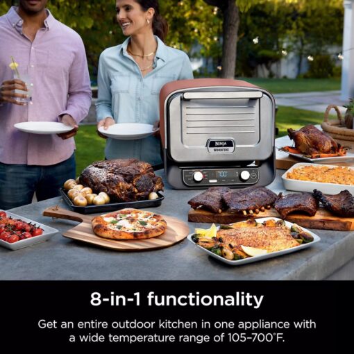 Ninja Woodfire Outdoor Pizza Oven, 8-in-1 Portable Electric Roaster Oven, Heats up to 700°F, 5 Artisan Pizza Settings, Integrated BBQ Smoker Box, Includes Flavored Wood Pellets, Grey (Renewed) - Image 9