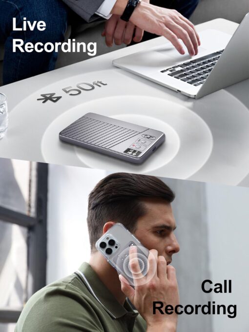 AI Voice Recorder - Record,Transcribe,Charge 3 in 1,Support 107 Languages,Avoid Missing Meeting Highlights,64 GB,ChatGPT Driven AI Summarization,App Control,Mind Mapping,Bluetooth Distance 50ft - Image 4