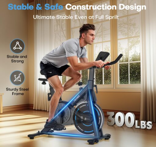 Exercise Bike, CHAOKE Quiet Magnetic Resistance 300LB Capacity Stationary Bike for Home with App Compatible, Indoor Bike with Comfortable Seat and Digital Display - Image 9