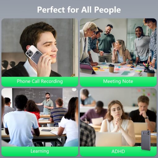 AI Voice Recorder, Audio Recorder, No Fee Transcribe & Summarize with AI Technology, WEB｜APP Control｜Custom Summary｜117 Languages｜Wireless Charging, Voice Activated Recorder for Lectures/Meetings-Grey - Image 2