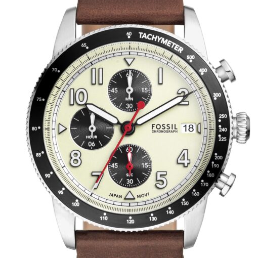 Fossil Men's Sport Tourer Quartz Stainless Steel Chronograph Watch, Color: Brown Leather (Model: FS6042) - Image 5