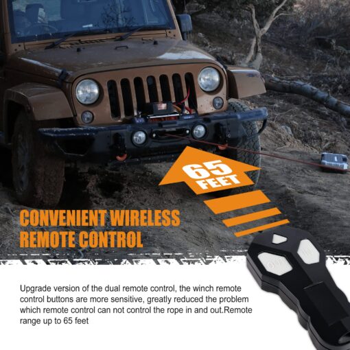 ZESUPER 9500 lbs Electric Winch Kit Waterproof IP67 Electric Winch with Hawse Fairlead, with Both Wireless Handheld Remote and Corded Control Recovery (9500-Rope) - Image 6