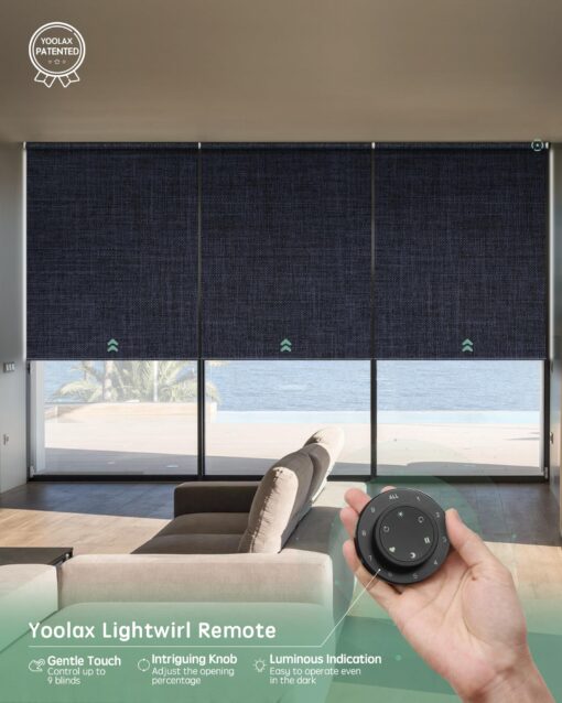 Yoolax Smart Coupled Roller Shades Compatible with Alexa Google, Motorized Blinds with Remote Blackout Coupled Roller Shades for X-Large Windows, Custom Size (XL Coupled-Navy Blue) - Image 5