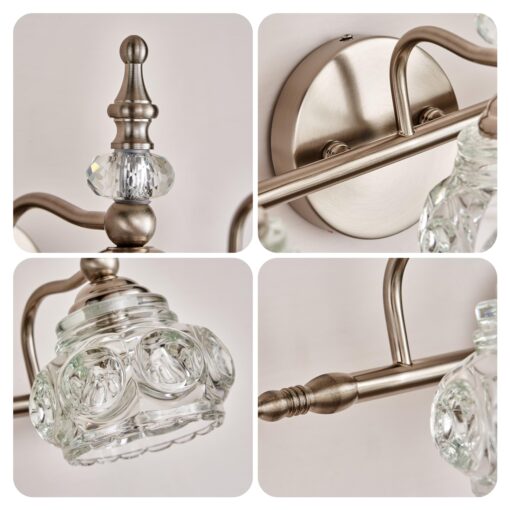 ZILANL Brushed Nickel Bathroom Vanity Light Fixtures Modern 3-Light Vanity Lights Bathroom Lighting Fixtures Vintage Wall Sconces Light Living Room Vanity Lighting Fixtures Over Mirror - Image 6
