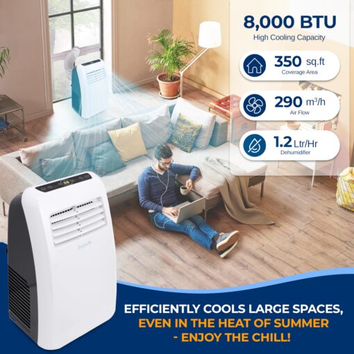 3-in-1 Portable Air Conditioner with Built-in Dehumidifier Function,Fan Mode, Remote Control, Complete Window Mount Exhaust Kit - Image 7