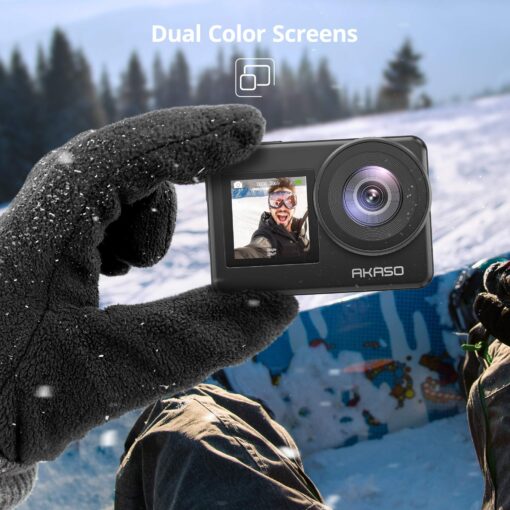 AKASO Brave 7 Action Camera 4K30FPS 20MP with 128GB U3 MicroSDXC Memory Card, Waterproof Camera with Touch Screen IPX8 33FT EIS 2.0 Zoom Support External Mic Voice Control with 2X 1350mAh Batteries - Image 6