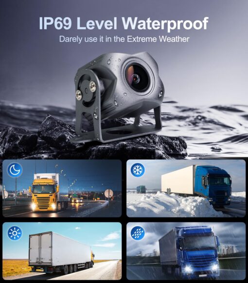 4 Channel 1080p Backup Camera Dash Cam for RV/Truck/Trailer/Van/SUV/Cars,10.2 Inch Touch Screen Quad Split Parking Monitor with DVR Recording/Playback/Bluetooth/FM Radio/Music/Video Player - Image 2