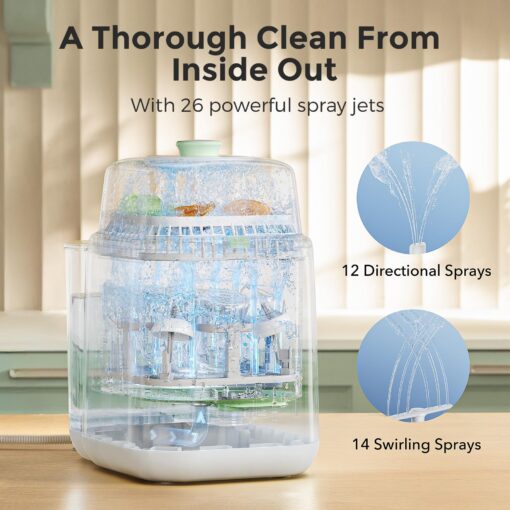 Momcozy KleanPal Pro Baby Bottle Washer, Sterilizer & Dryer - All-in-One Cleaning Machine for Bottles, Pump Parts & Baby Essentials - Time-Saving & Effortless Care - Image 8