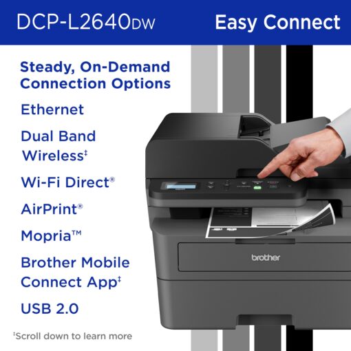 Brother DCP-L2640DW Wireless Compact Monochrome Multi-Function Laser Printer with Copy and Scan, Duplex, Mobile, Black & White | Includes Refresh Subscription Trial(1), Amazon Dash Replenishment Ready - Image 4