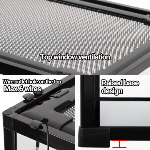 OiiBO Reptile Tank Terrarium 24" x 16" x 16", 2 in 1 Reptile Habitat Terrarium with Front Sliding Doors Screen Ventilation for Lizard Gecko Tortoise - Image 5