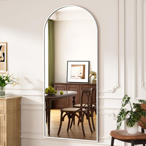 ZMYCZ Full Length Mirror, 71"x30" Arched Floor Mirror, Oversized Standing Mirrors, Hanging or Leaning Against Wall Mounted Mirrors, Large Full Body Mirror with Aluminum Frame for Bedroom (White) - Image 7