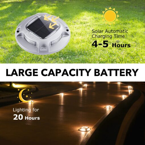 AGPTEK Solar Driveway Lights Outdoor 24 Pack, 2 Color Modes LED Deck Dock Marine Waterproof Driveway Marker Lights for Step Sidewalk Stair Garden Pathway Walkway Yard (Warm White/Cool White) - Image 6