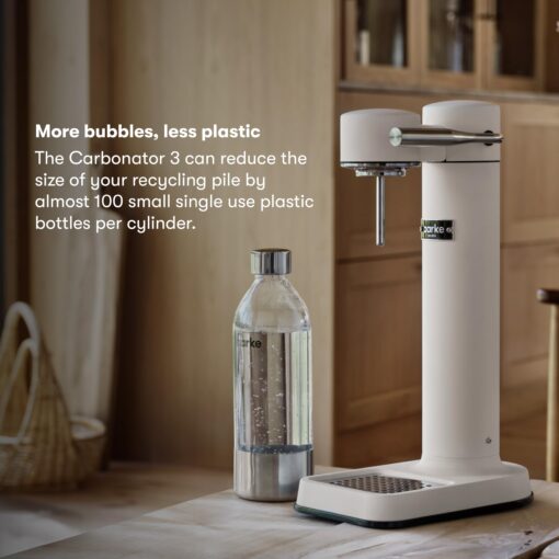 aarke Carbonator lll with CO2 Cylinder, Sparkling & Carbonation Water Machine, Stainless Steel with PET BPA-Free Reusable Bottle Volume 800 mL (Matte White) - Image 4