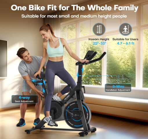 Exercise Bike, CHAOKE Quiet Magnetic Resistance 300LB Capacity Stationary Bike for Home with App Compatible, Indoor Bike with Comfortable Seat and Digital Display - Image 3
