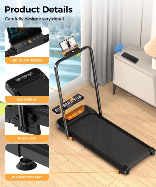 Zisgner Walking Pad, Under Desk Treadmill, Walking Pad with Incline, 2 in 1 Treadmills for Home/Office, Compact Portable Foldable Treadmill, Installation-Free Low Noise, Safety Lock and LED Display - Image 3