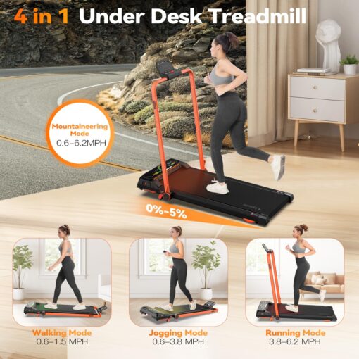 Lysole Walking Pad Treadmill with Incline and Handle Bar,Treadmills for Home and Office,340 Lb Capacity,4 in 1 Portable Under Desk Treadmill with Control,Large LED Display - Image 5