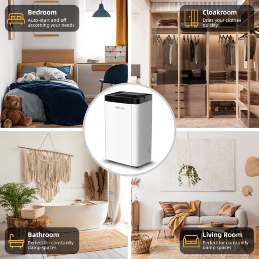AIRPLUS 4,500 Sq. Ft. 70pint Dehumidifier, Humidity with Auto Shut off, Auto Drain or Manual Drainage, 0.8 gal Water Tank Capacity for Home and Basement - Image 4