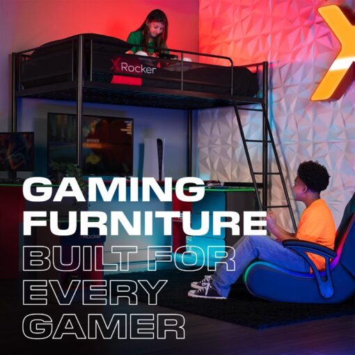 X Rocker Pro Series H3 XL Video Gaming Floor Chair with Armrests, Built-In Audio & Vibration via Wireless Bluetooth, Foldable, Vegan Leather, 300 lbs Max, Amazon Exclusive, Black - Image 3