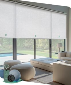 Yoolax Smart Coupled Roller Shades Compatible with Alexa Google, Motorized Blinds with Remote Blackout Coupled Roller Shades for X-Large Windows, Custom Size (XL Coupled-Jacquard White)