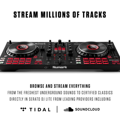 Numark Mixtrack Platinum FX - DJ Controller For Serato DJ with 4 Deck Control, DJ Mixer, Built-in Audio Interface, Jog Wheel Displays and FX Paddles - Image 5