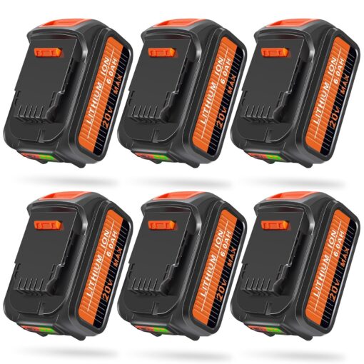 Amityke Upgraded Replacement for Dewalt 20V Battery 6000mAh Compatible with 20V Dewalt Batteries DCB205 DCB206 DCB204 DCB200 Replacement for Dewalt Battery 20V XR Cordless Power Tools 6Pack