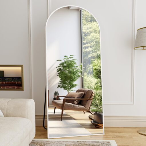 ZMYCZ Full Length Mirror, 71"x30" Arched Floor Mirror, Oversized Standing Mirrors, Hanging or Leaning Against Wall Mounted Mirrors, Large Full Body Mirror with Aluminum Frame for Bedroom (White) - Image 6