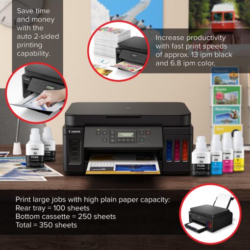 Canon PIXMA G6020 All-in-One Supertank Wireless (Megatank) Printer, Copier and Scan with Mobile Printing, Black, Works with Alexa - Image 6
