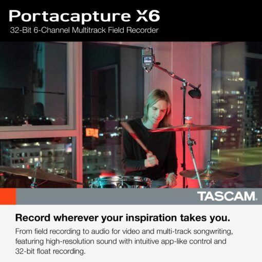 TASCAM Portacapture X6 32-bit Float Portable Audio Recorder, Field Recorder for Video, Music, Podcast, Voice, Podcasting - Image 8