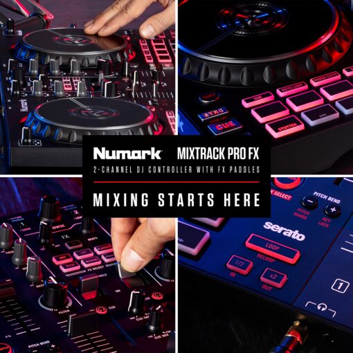 Numark Mixtrack Pro FX – 2 Deck DJ Controller For Serato DJ with DJ Mixer, Built-in Audio Interface, Capacitive Touch Jog Wheels and FX Paddles - Image 2