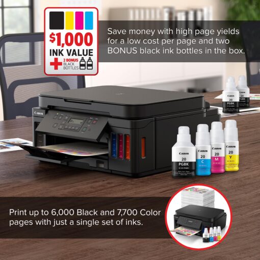 Canon PIXMA G6020 All-in-One Supertank Wireless (Megatank) Printer, Copier and Scan with Mobile Printing, Black, Works with Alexa - Image 7