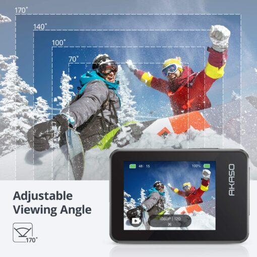 AKASO Brave 7 Action Camera 4K30FPS 20MP with 128GB U3 MicroSDXC Memory Card, Waterproof Camera with Touch Screen IPX8 33FT EIS 2.0 Zoom Support External Mic Voice Control with 2X 1350mAh Batteries - Image 4