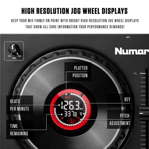 Numark Mixtrack Platinum FX - DJ Controller For Serato DJ with 4 Deck Control, DJ Mixer, Built-in Audio Interface, Jog Wheel Displays and FX Paddles - Image 4