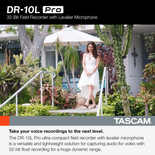 TASCAM DR-10L Pro Ultra Portable Personal Recorder with Lavalier Microphone, 32-bit Float Recording, microSDHC Card Support, and Support for Atomos Wireless Timecode - Image 9