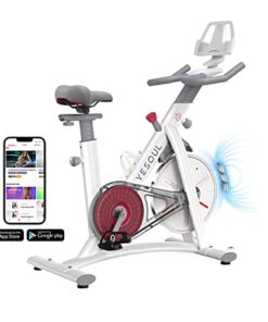 Yesoul Black Exercise Bike for Home,Smart White Cycling Bike Brake Pad/Magnetic Stationary Bike, Low Noise Indoor Cycling Bike for Home Gym Electric Stationary Bike with Tablet Mount & Comfortable Seat Cushion for Women Apartment Workout Bike for Fitness