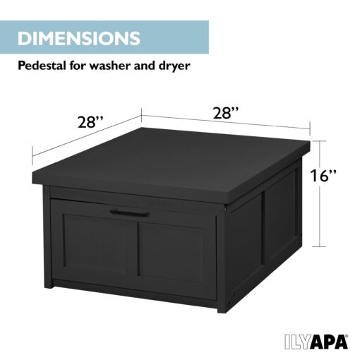 Ilyapa Washer and Dryer Stand - 28x28x16 in. Universal Laundry Pedestal, Washer and Dryer Pedestals with Drawer - Washing Machine Stand Base Compatible with Samsung, LG, GE, Maytag - Image 6