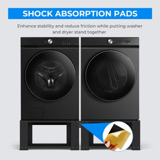 2 Pack Laundry Pedestal for Washer and Dryer - Fit 27 and 28 Inch Washer and Dryer Stand Heavy Duty Steel Universal Washing Machine Raiser 700lbs Capacity 15.7'' Height Black - Image 7