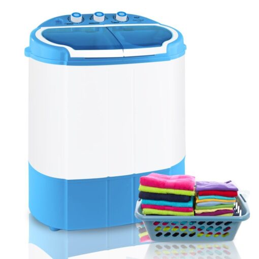 Pyle Upgraded Version Pyle Portable Washer & Spin Dryer, Mini Washing Machine, Twin Tubs, Spin Cycle w/Hose, 11lbs. Capacity, 110V - Ideal For Compact Laundry
