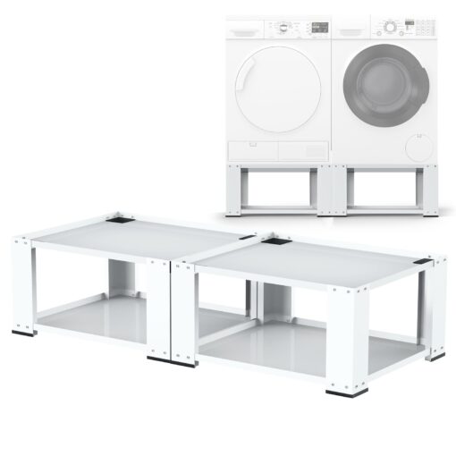 2 Pack Laundry Pedestal for Washer and Dryer - Fit 27 and 28 Inch Washer and Dryer Stand Heavy Duty Steel Universal Washing Machine Raiser 700lbs Capacity 15.7'' Height White