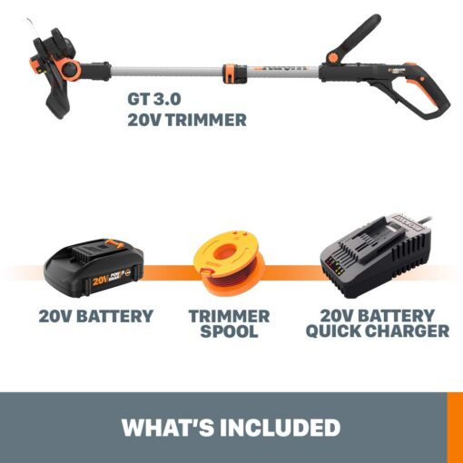 Worx String Trimmer Cordless GT3.0 20V PowerShare 12" Edger & Weed Trimmer (1) Battery & Charger Included WG163.8 - Image 3