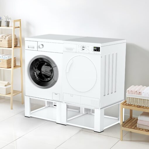 2 Pack Laundry Pedestal for Washer and Dryer - Fit 27 and 28 Inch Washer and Dryer Stand Heavy Duty Steel Universal Washing Machine Raiser 700lbs Capacity 15.7'' Height White - Image 2