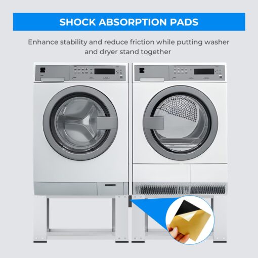 2 Pack Laundry Pedestal for Washer and Dryer - Fit 27 and 28 Inch Washer and Dryer Stand Heavy Duty Steel Universal Washing Machine Raiser 700lbs Capacity 15.7'' Height White - Image 7