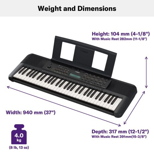 Yamaha PSR-E283 61 Key Portable Keyboard for Beginners with Music Rest, Power Adapter - Image 5
