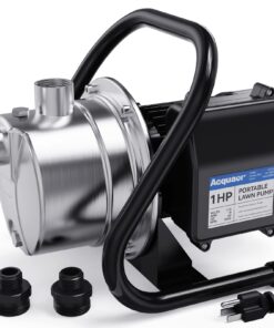 Acquaer 1 HP Portable Shallow Well Pump Garden Pump, Stainless Steel, 998 GPH, 115V Sprinkler Pump Water Transfer Draining Irrigation Pump for Water Removal/Lawn Garden