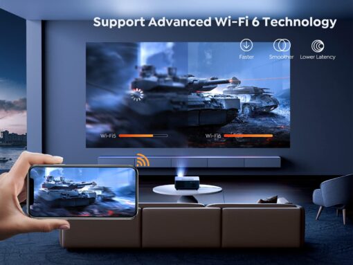 YABER K1 Projector 650 ANSI Ultra Bright, Home Theater Movie Projector with WiFi 6 and Bluetooth, Native 1080P& 4K Supported &Auto Screen&Full-Sealed Engine, Wireless Casting/HDMI/USB/TV Stick/PPT - Image 3