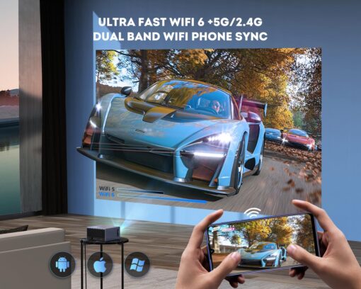 4K Projector with Wifi 6 & Bluetooth 5.3, REPABOW 1200 ANSI Native 1080P Outdoor Movie Projector with Sealed Engine/ Keystone/4P/4D/PPT/25% Zoom, Smart Home Theater Projector for Phone/PC/TV Stick - Image 5